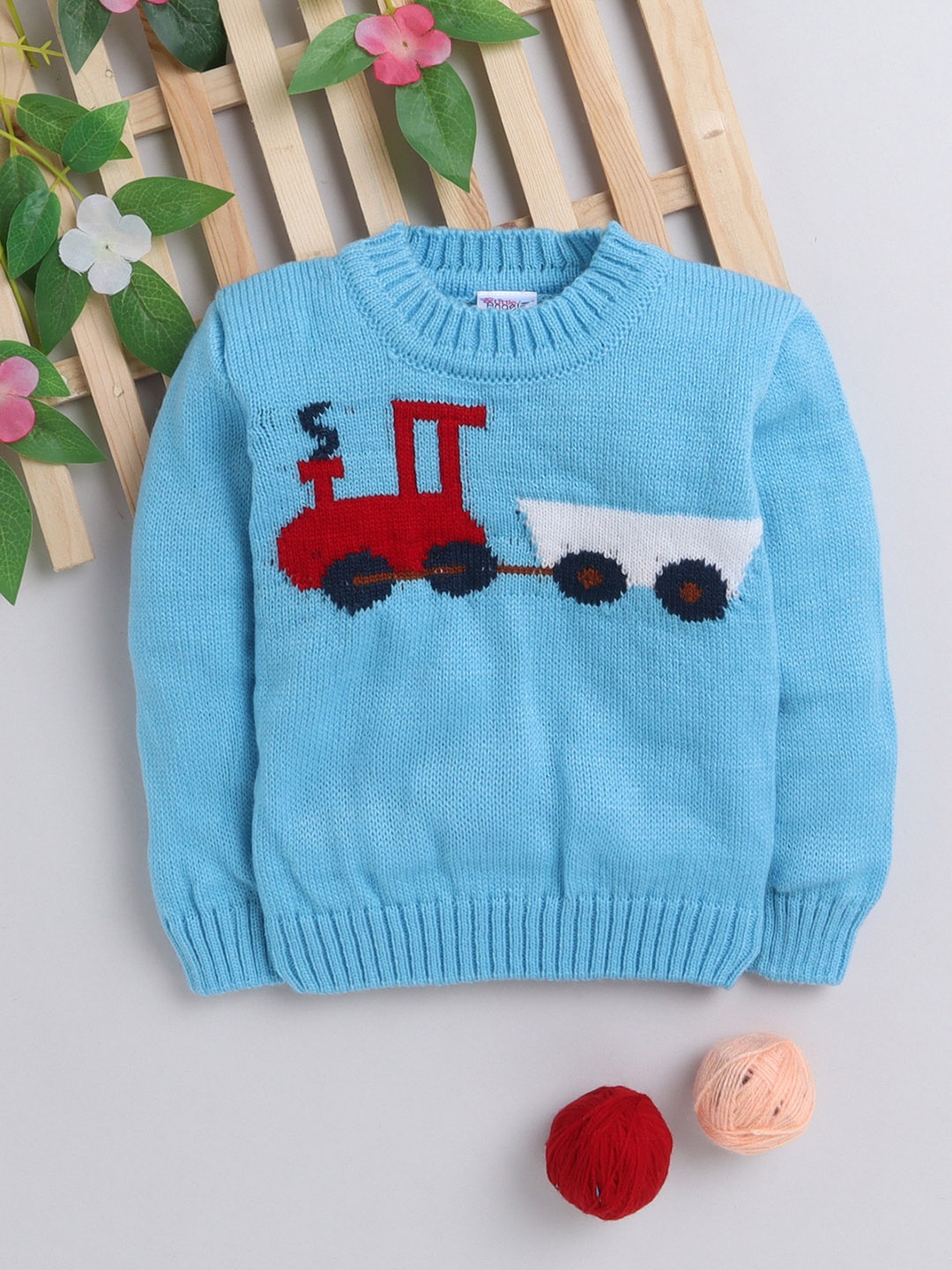 

Little Angels Boys Blue & Black Printed Pullover