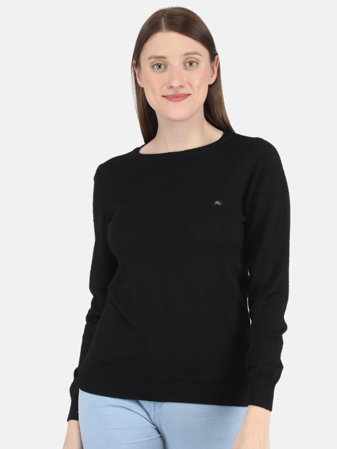 

Monte Carlo Round Neck Woollen Pullover Sweater, Black