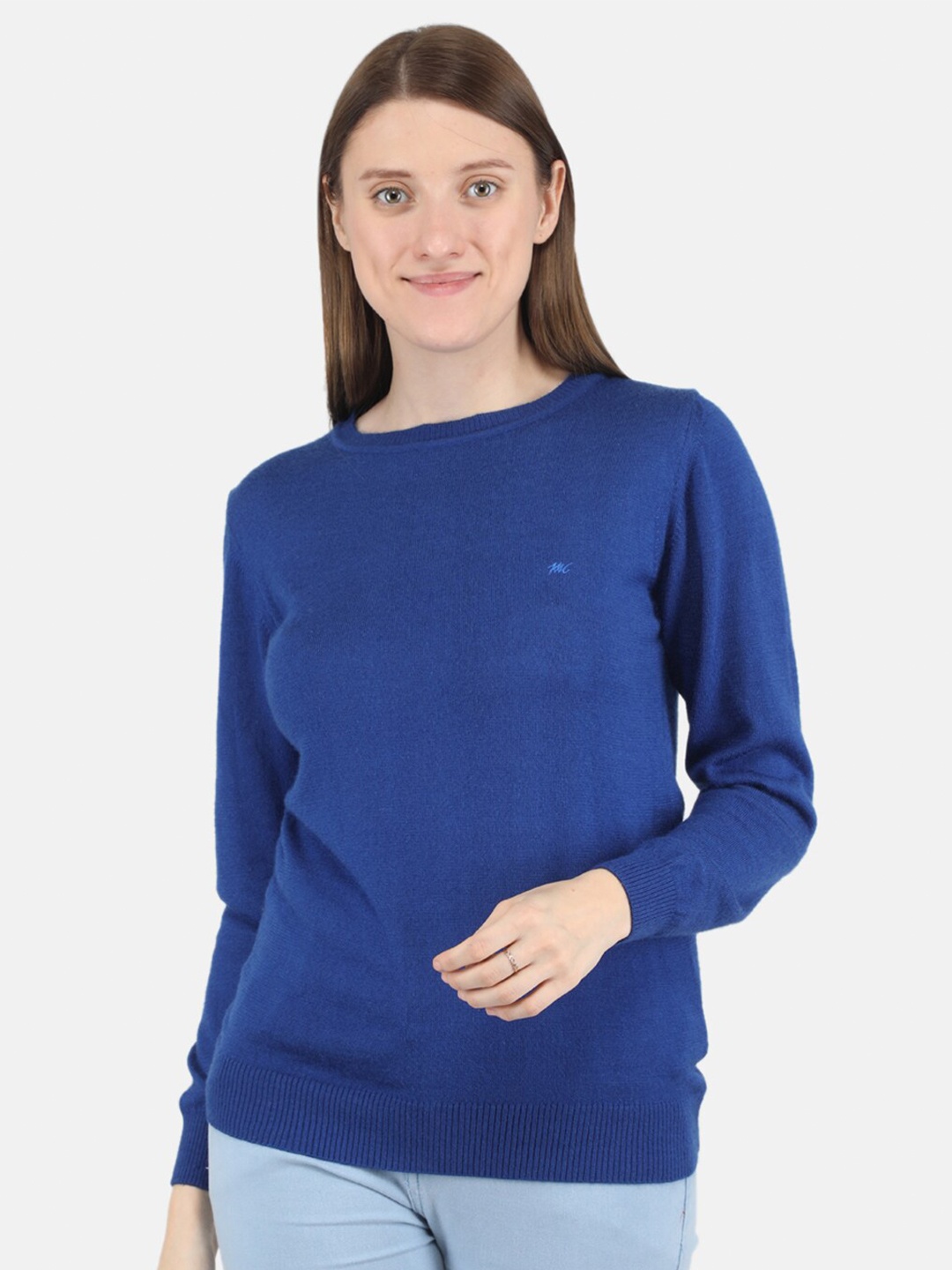 

Monte Carlo Women Solid Woolen Regular Top, Blue