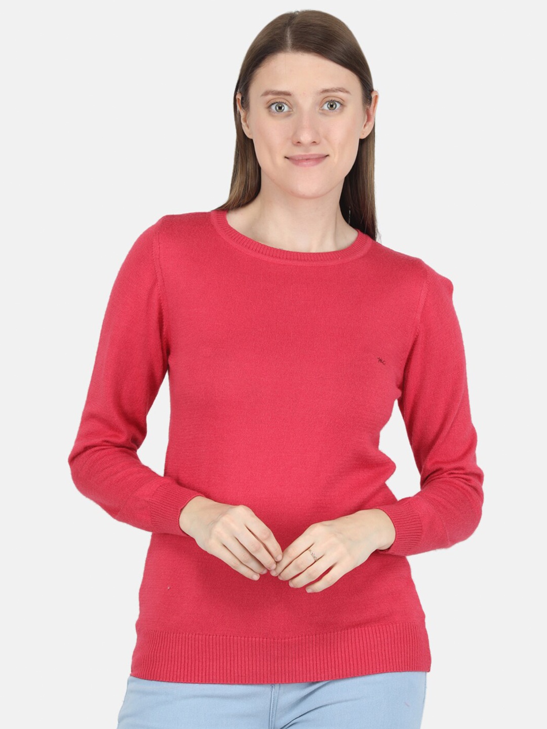 

Monte Carlo Women Solid Woolen Regular Top, Pink