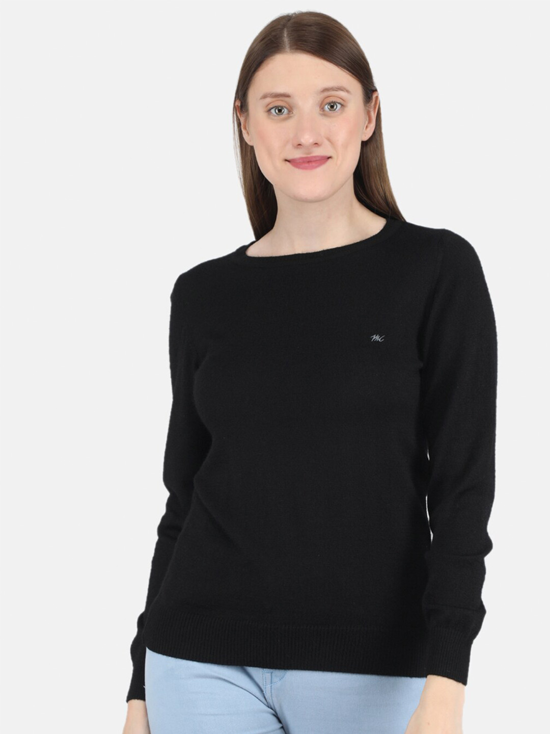

Monte Carlo Round Neck Woollen Pullover Sweater, Black