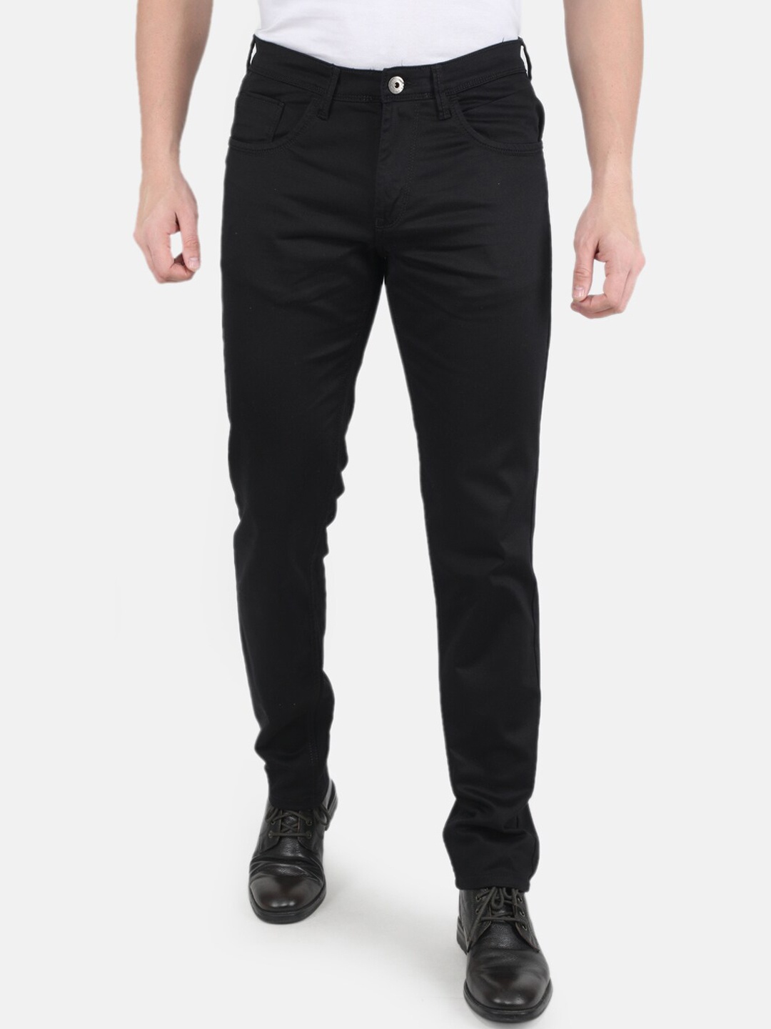

Monte Carlo Men Black Relaxed Skinny Fit Easy Wash Trousers