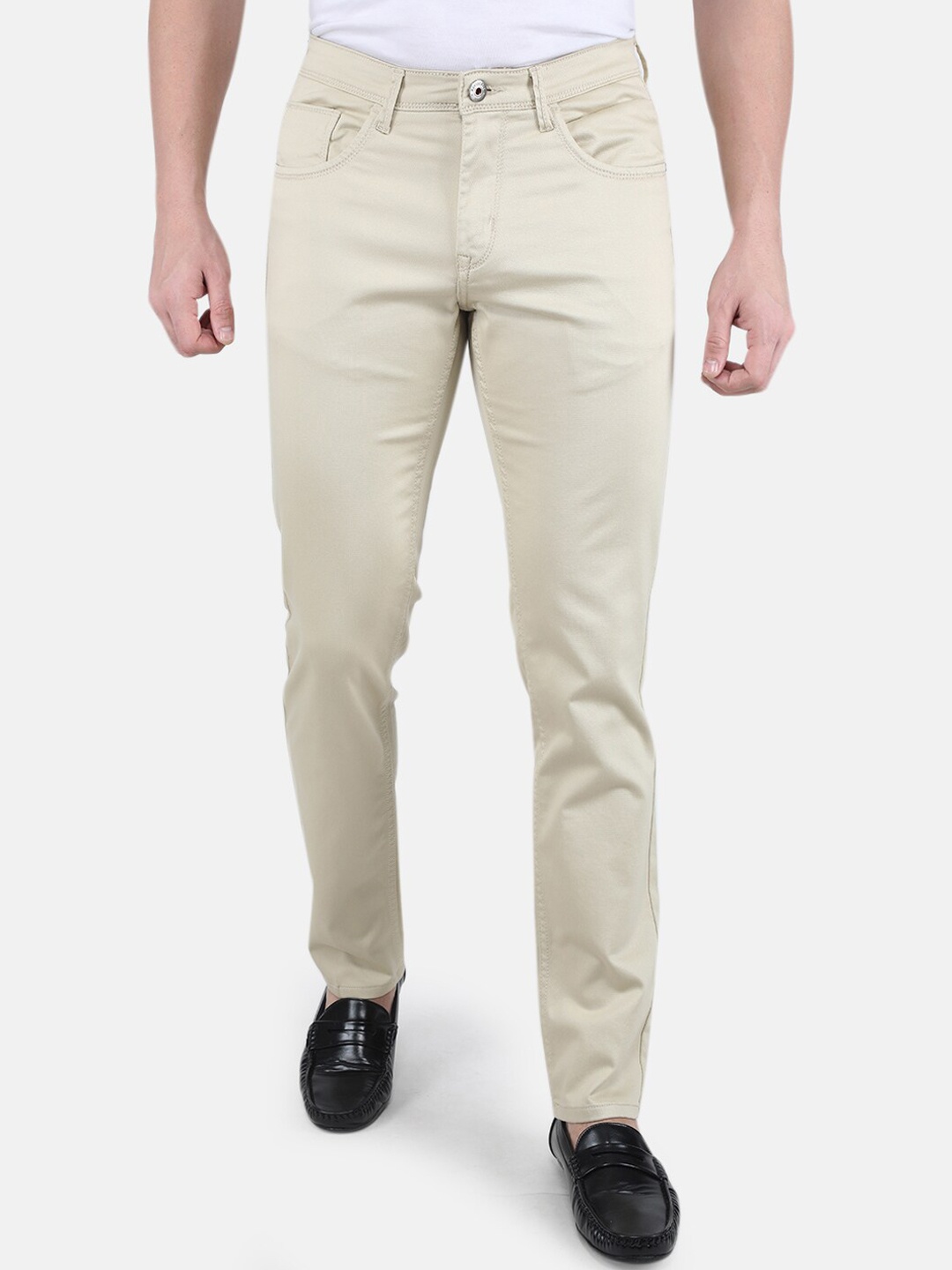 

Monte Carlo Men Beige Relaxed Skinny Fit Easy Wash Trousers