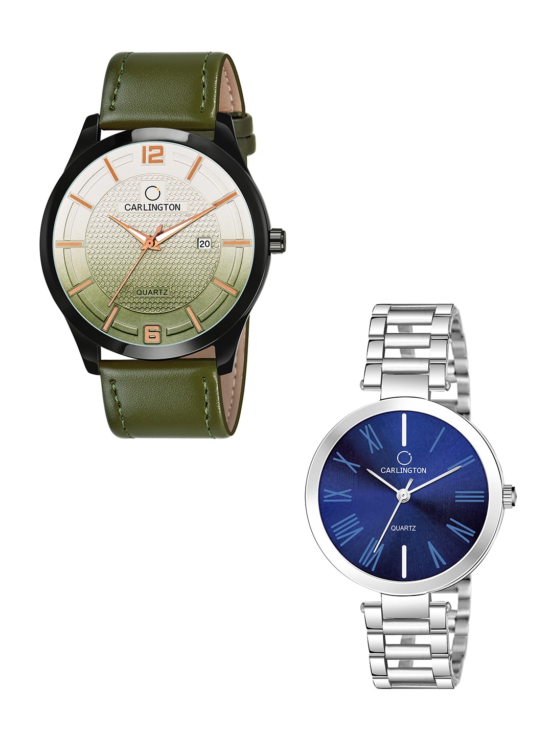 

CARLINGTON Green Dial & Green Leather Straps Analogue Watch - CT1010