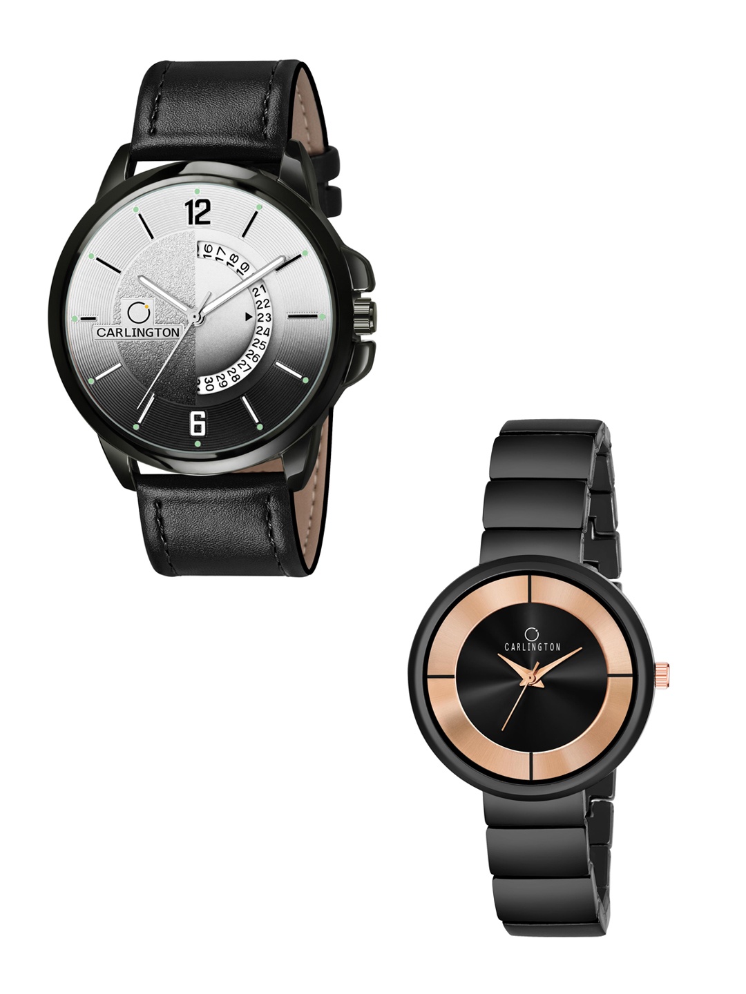 

CARLINGTON Unisex Multicoloured Embellished Dial & Multicoloured Leather Straps Analogue Watch CT1030, Black