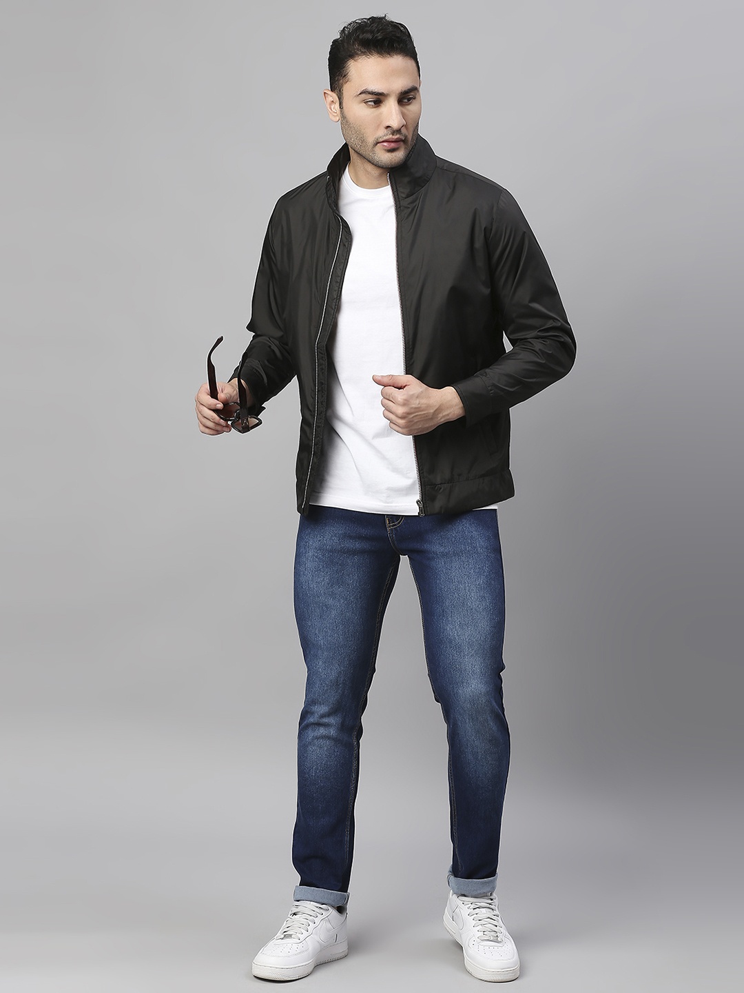 

Dennis Lingo Men Black Lightweight Bomber Jacket