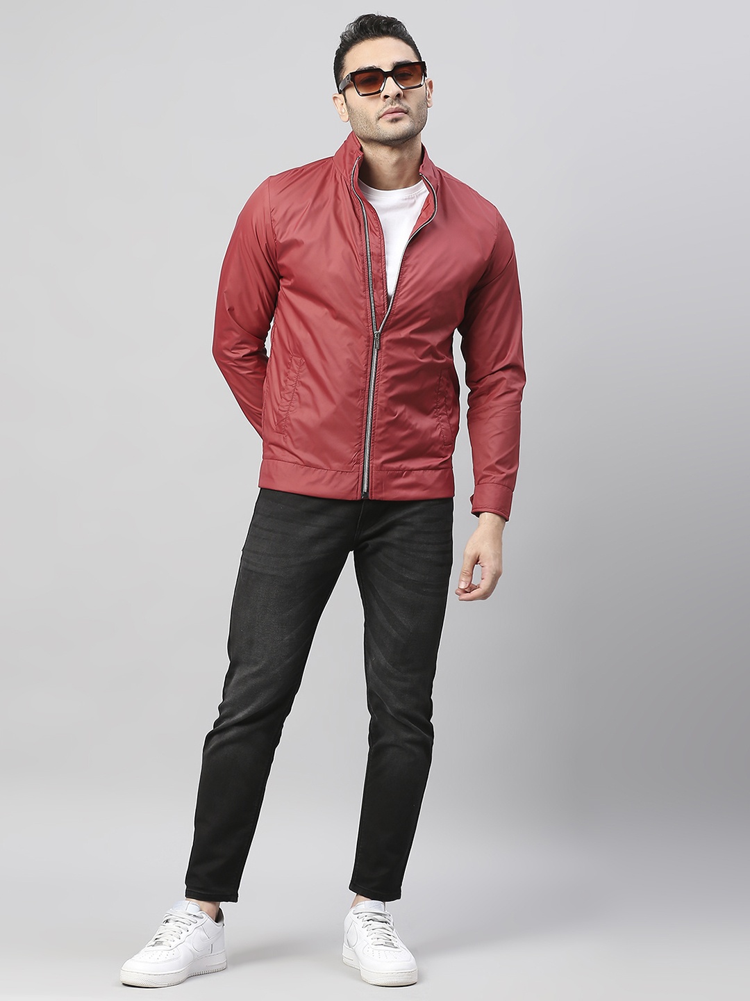 

Dennis Lingo Men Maroon Lightweight Bomber Jacket