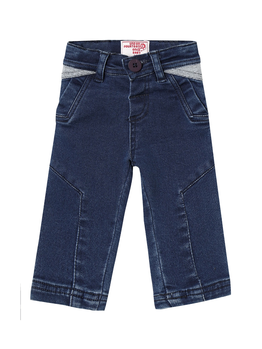 

UNDER FOURTEEN ONLY Unisex Kids Navy Blue Mildly Distressed Dark Shade Jeans