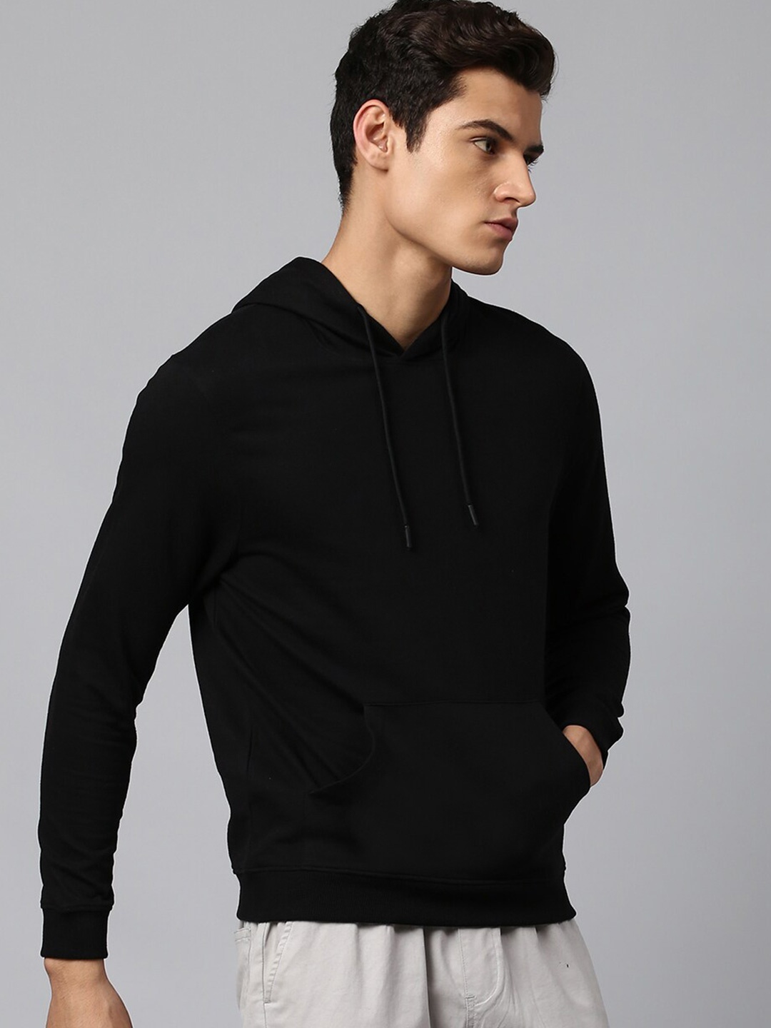 

Dennis Lingo Men Black Cotton Hooded Sweatshirt