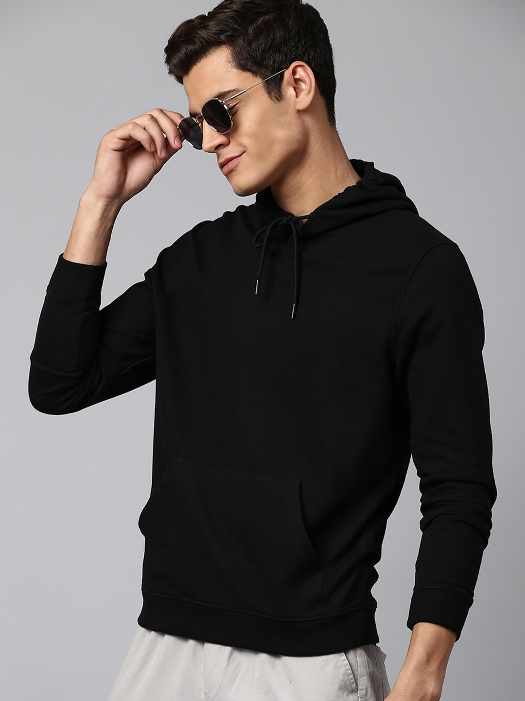 

Dennis Lingo Men Black Cotton Hooded Sweatshirt