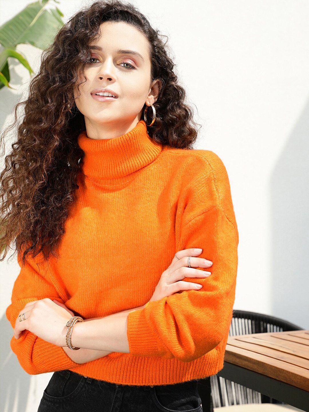 

STREET 9 Women Orange Crop Pullover