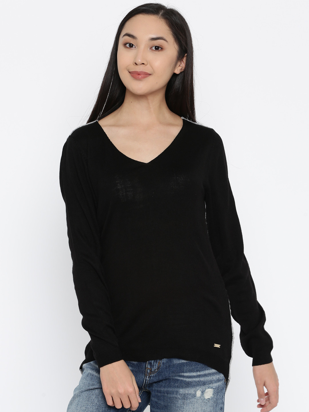 

Park Avenue Women Black Solid Pullover Sweater