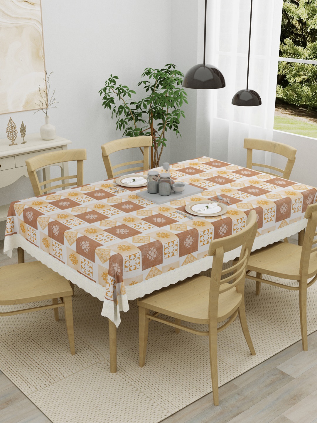 

Clasiko Brown & Yellow Printed Table Cover