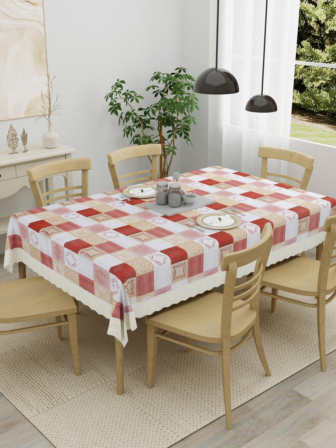 

Clasiko Beige & Red Printed 6 Seater Table Covers