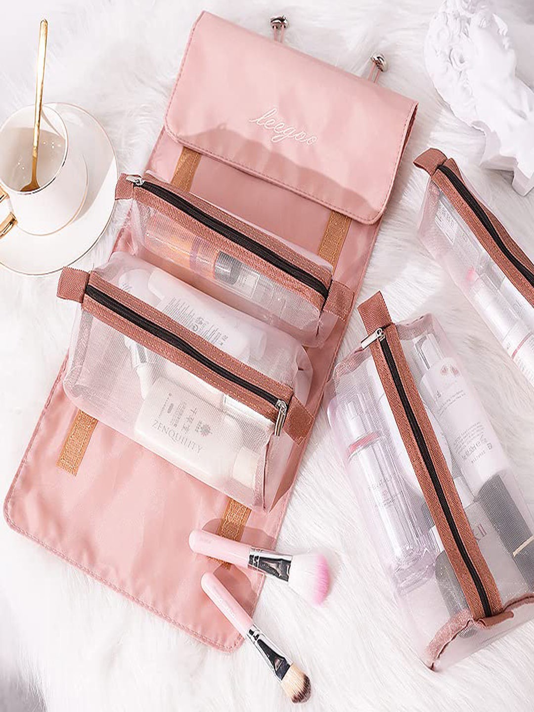 

Queue Pink Solid Foldable Make up Pouch
