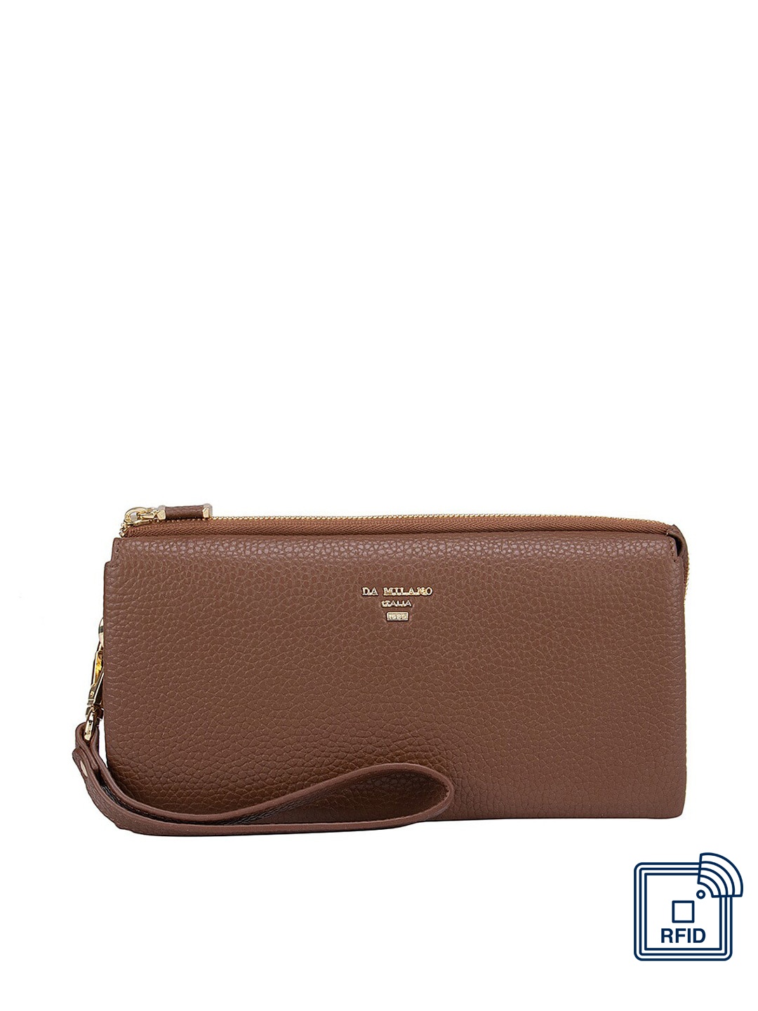 

Da Milano Women Brown Textured Leather Zip Around Wallet