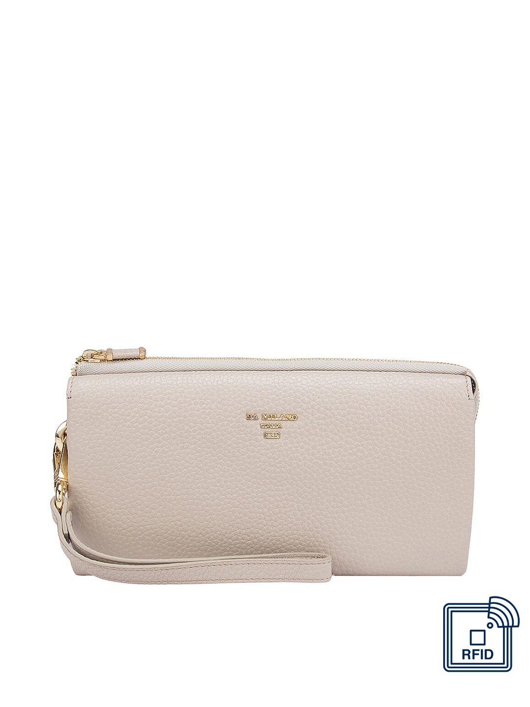 

Da Milano Women Beige Leather Zip Around Wallet