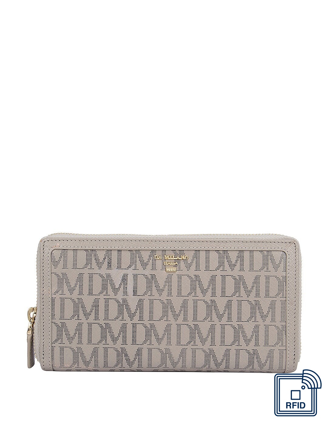 

Da Milano Women Beige Textured Leather Zip Around Wallet