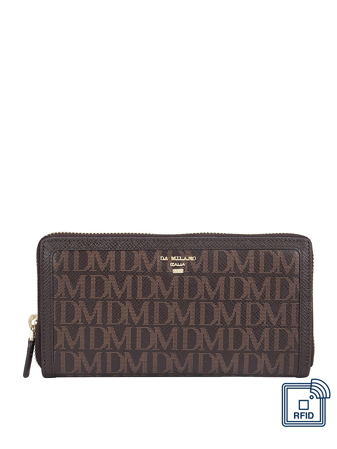 

Da Milano Women Brown Textured Leather Zip Around Wallet