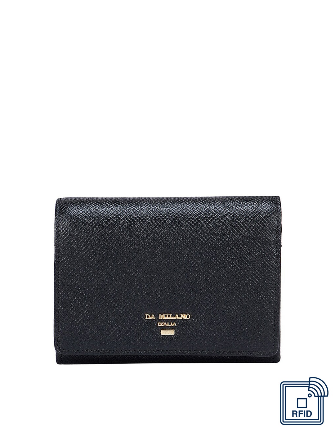 

Da Milano Women Black Textured Leather Two Fold Wallet