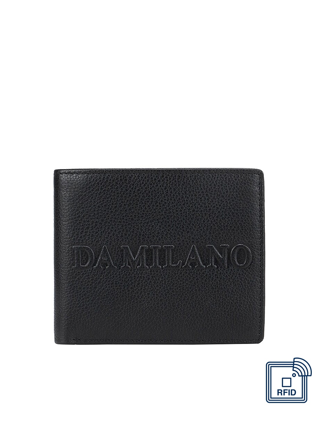 

Da Milano Men Black Textured Leather Two Fold Wallet