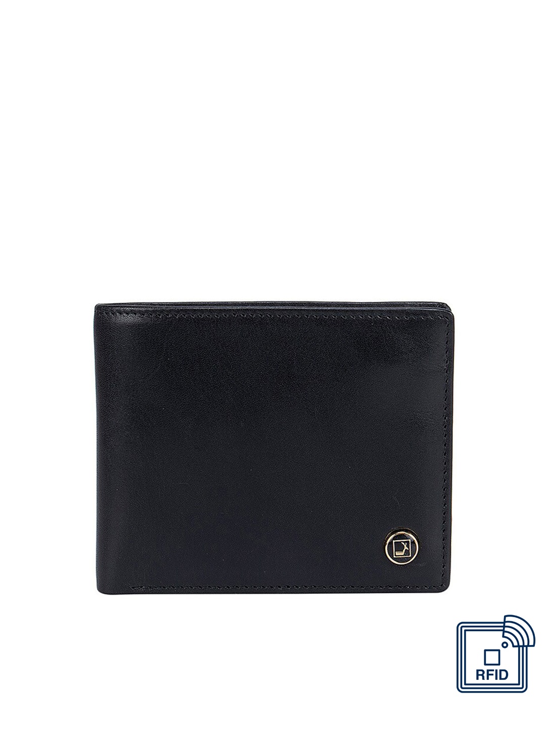 

Da Milano Men Black Textured Leather Two Fold Wallet
