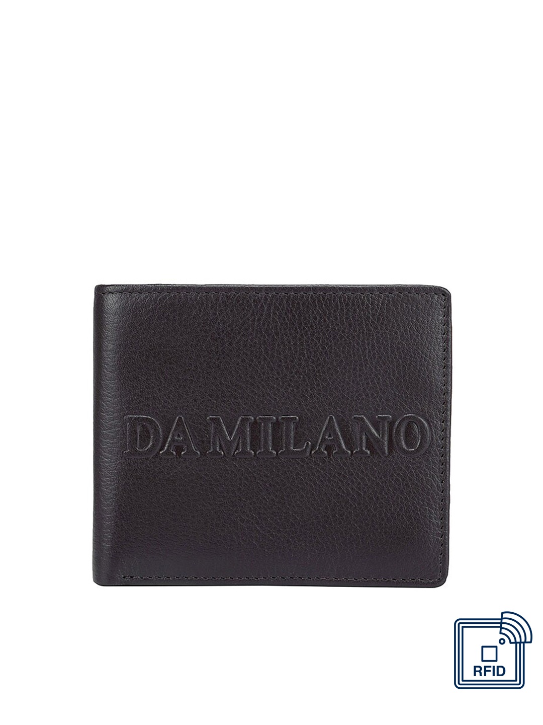 

Da Milano Men Brown Textured Leather Three Fold Wallet