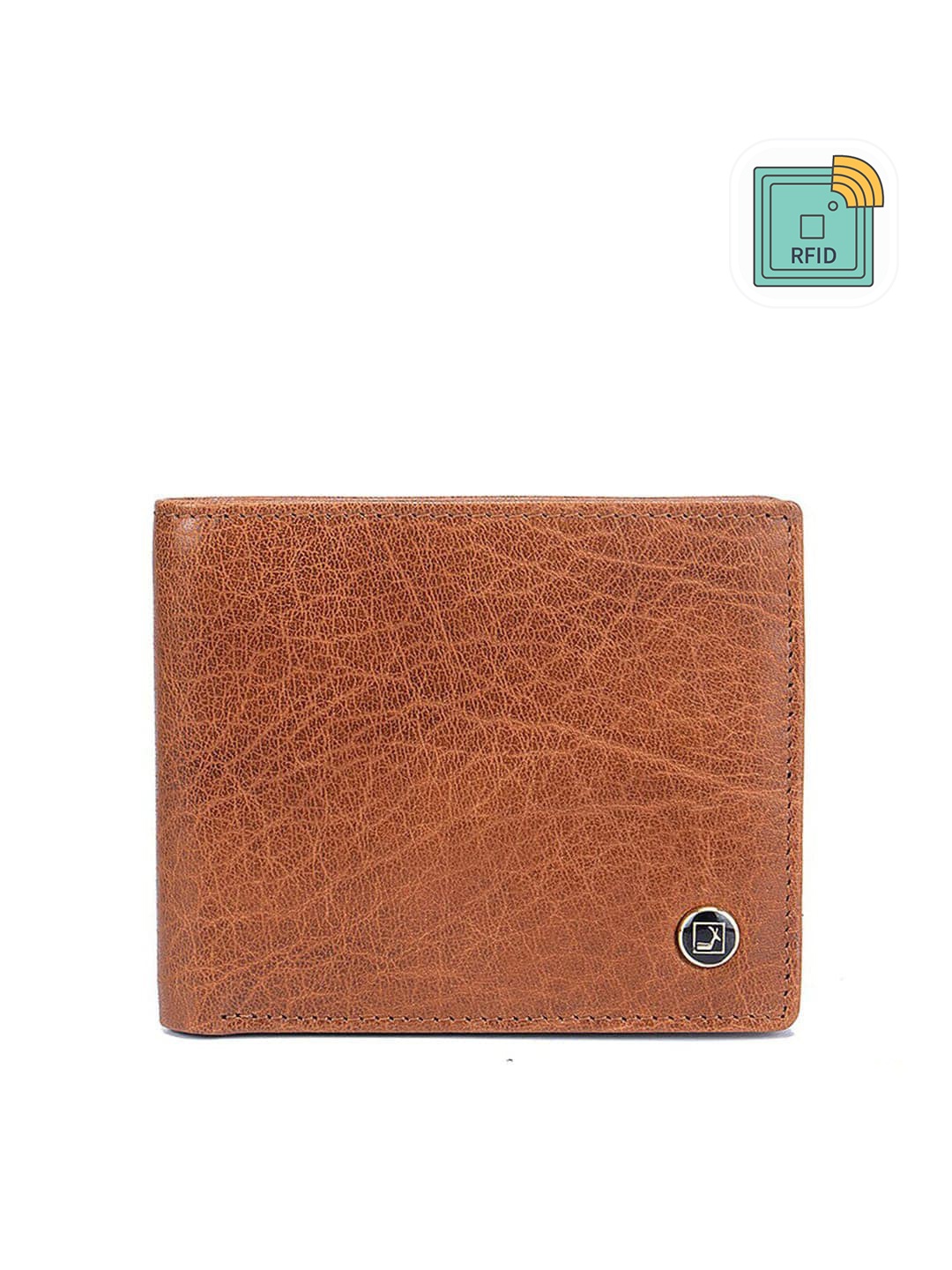 

Da Milano Men Brown & Black Textured Leather Two Fold Wallet