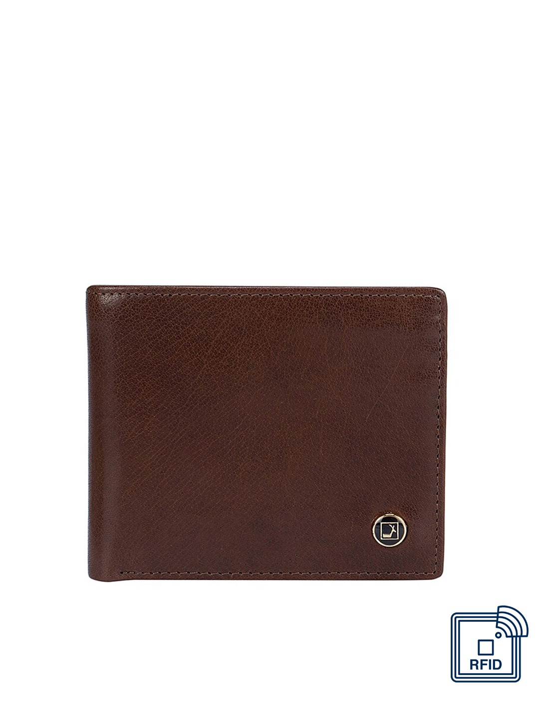 

Da Milano Men Brown Textured Leather Three Fold Wallet