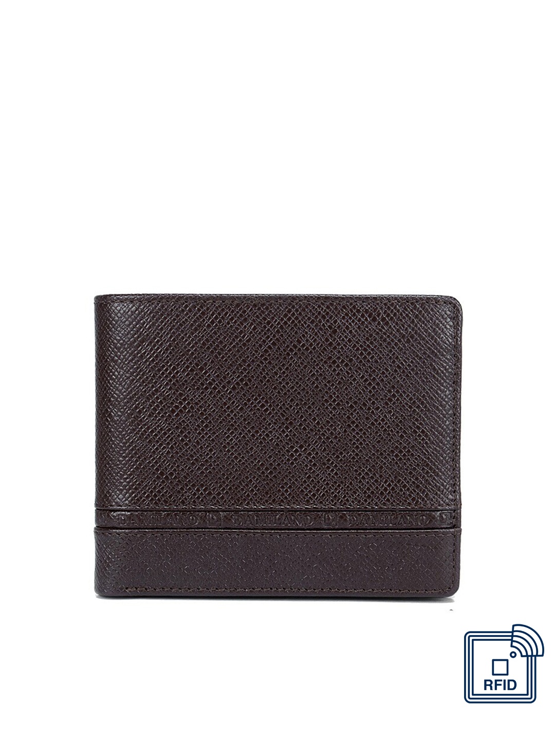 

Da Milano Men Brown Textured Leather Three Fold Wallet