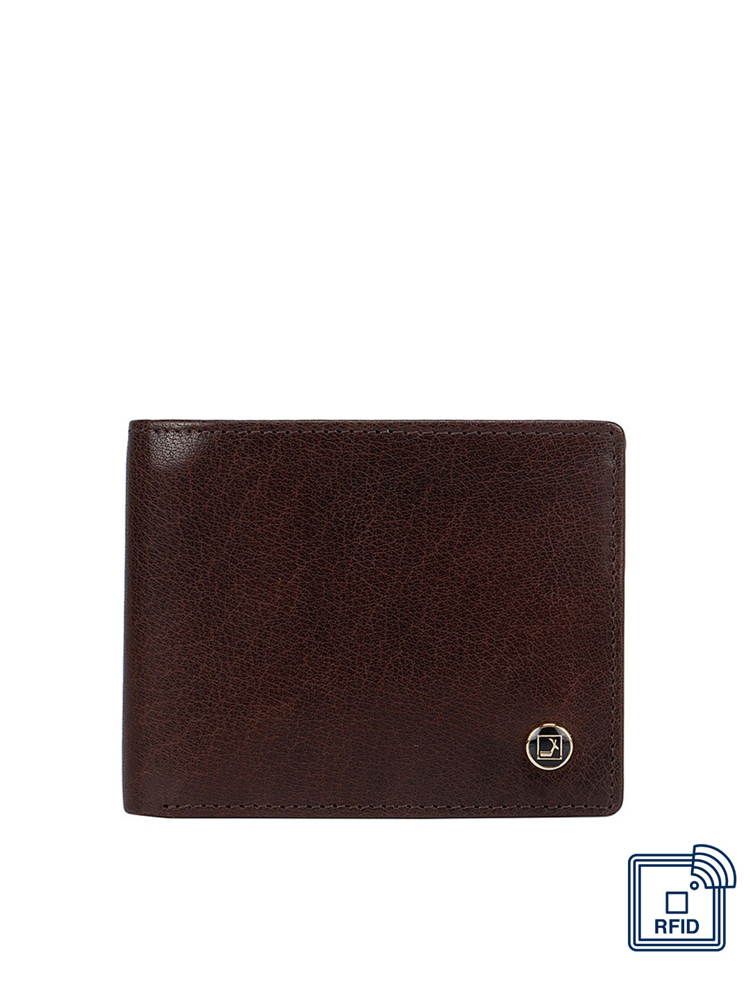

Da Milano Men Brown Textured Leather Three Fold Wallet