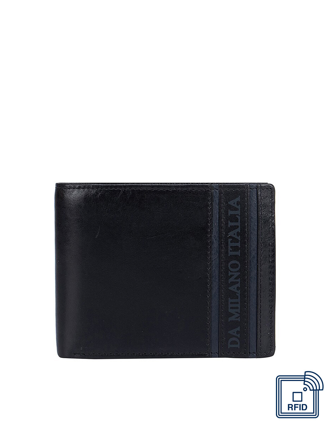 

Da Milano Men Black Textured Leather Two Fold Wallet