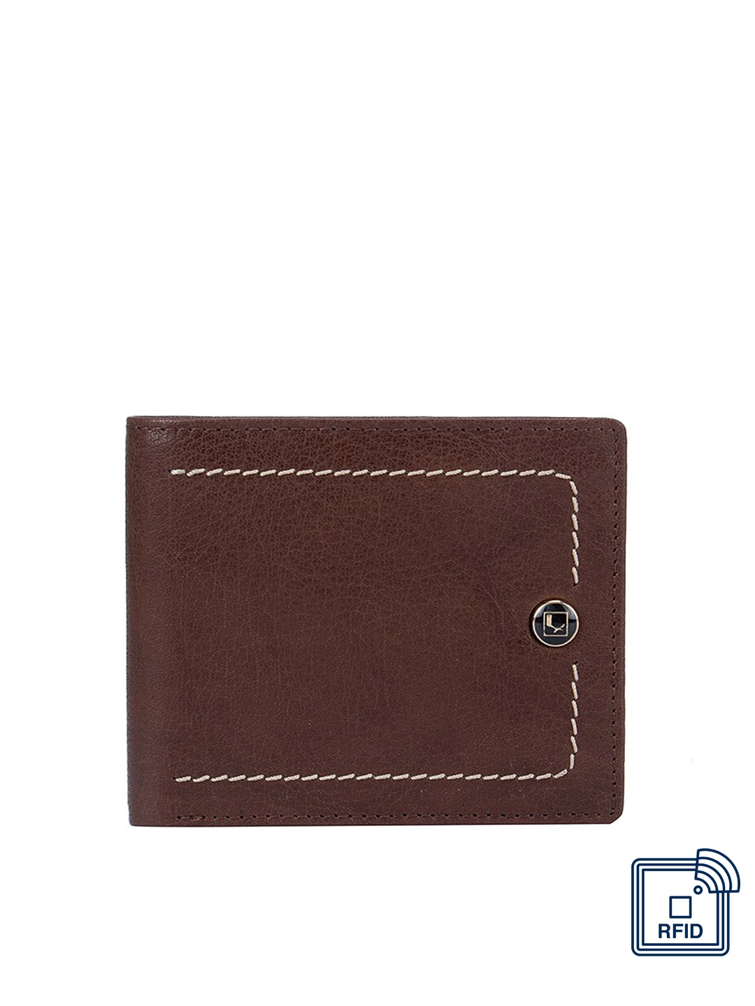 

Da Milano Men Brown Textured Leather Three Fold Wallet