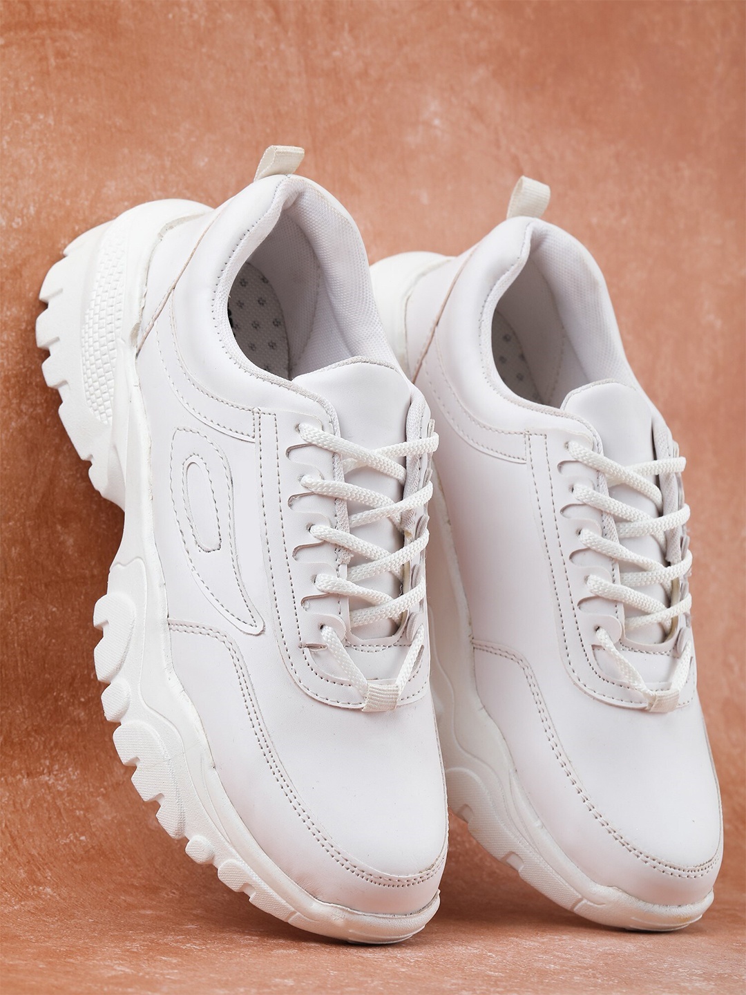 

FABBMATE Women White High-Top Walking Non-Marking Shoes