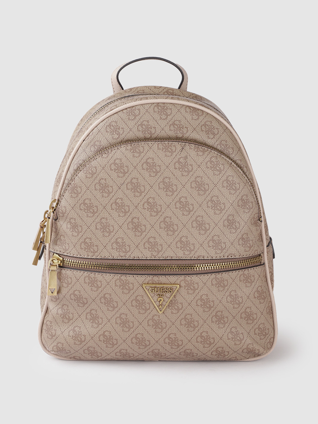 

GUESS Women Beige Brand Logo Print Backpack