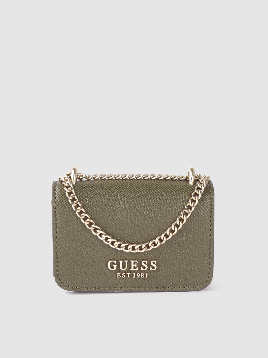 

GUESS Women Olive Green Solid Structured Sling Bag