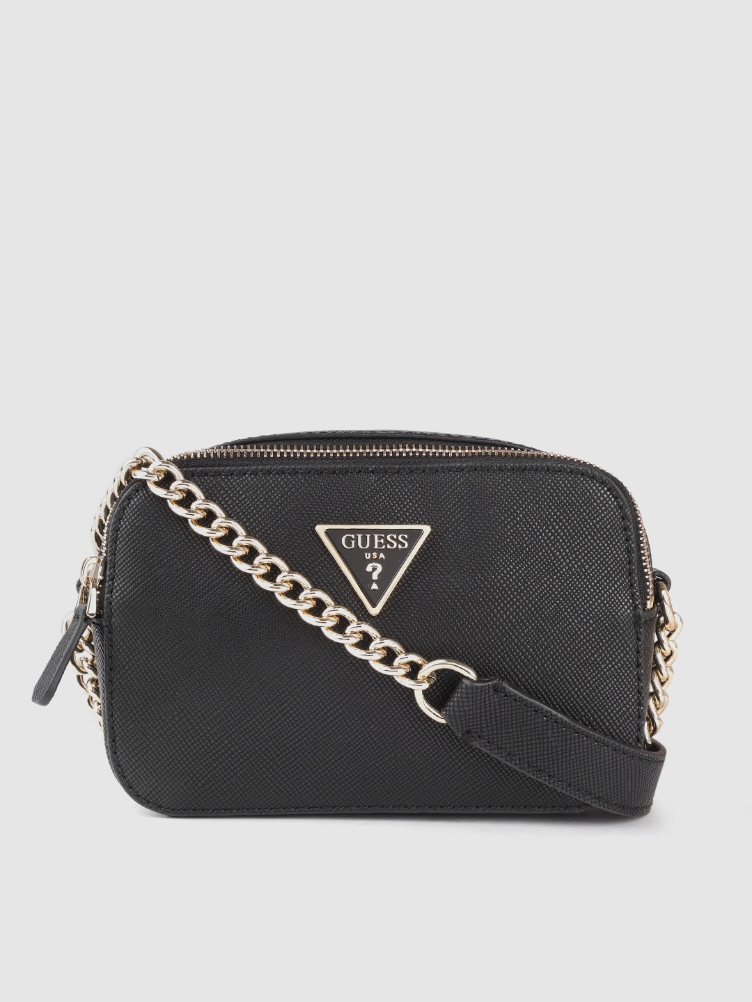 

GUESS Women Black Solid Structured Sling Bag