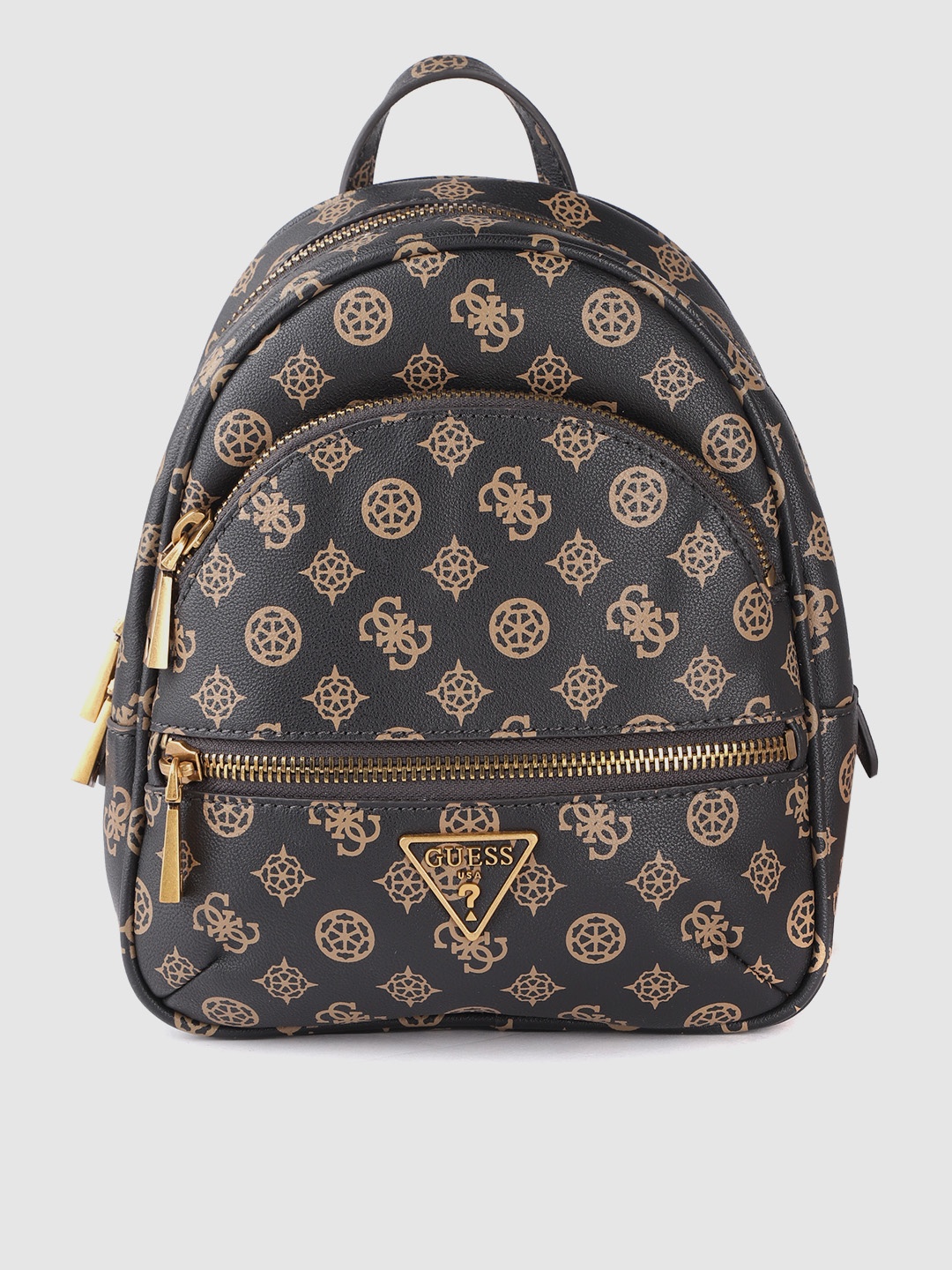 

GUESS Women Coffee Brown Brand Logo Print Backpack