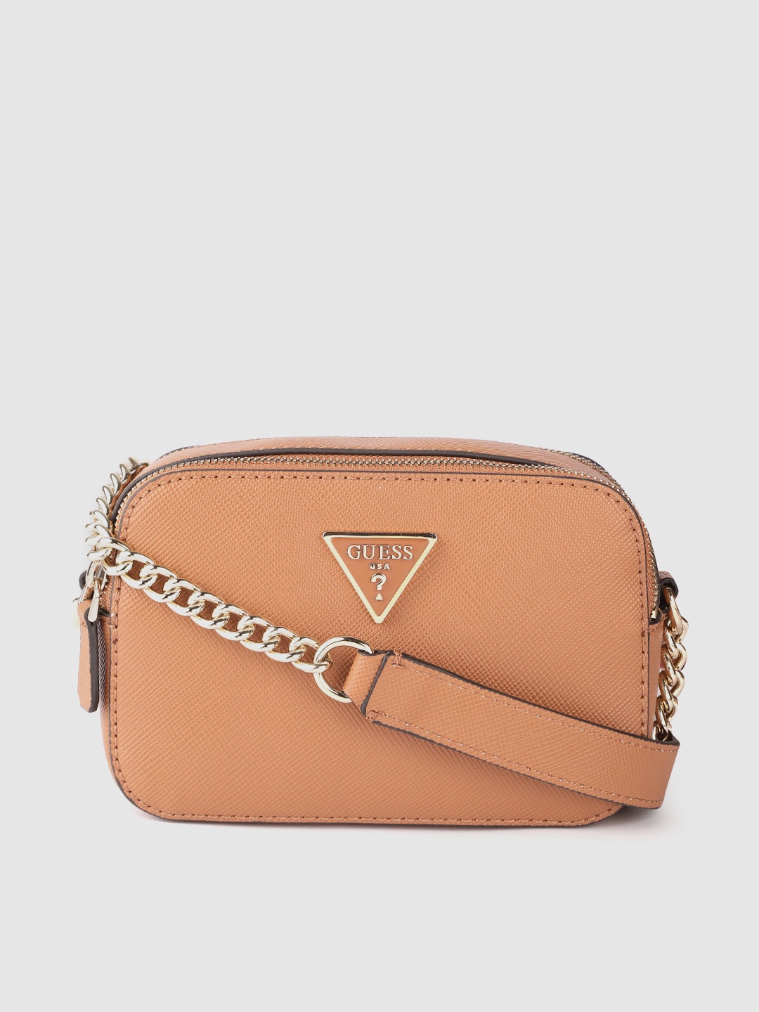 

GUESS Women Brown Solid Structured Sling Bag