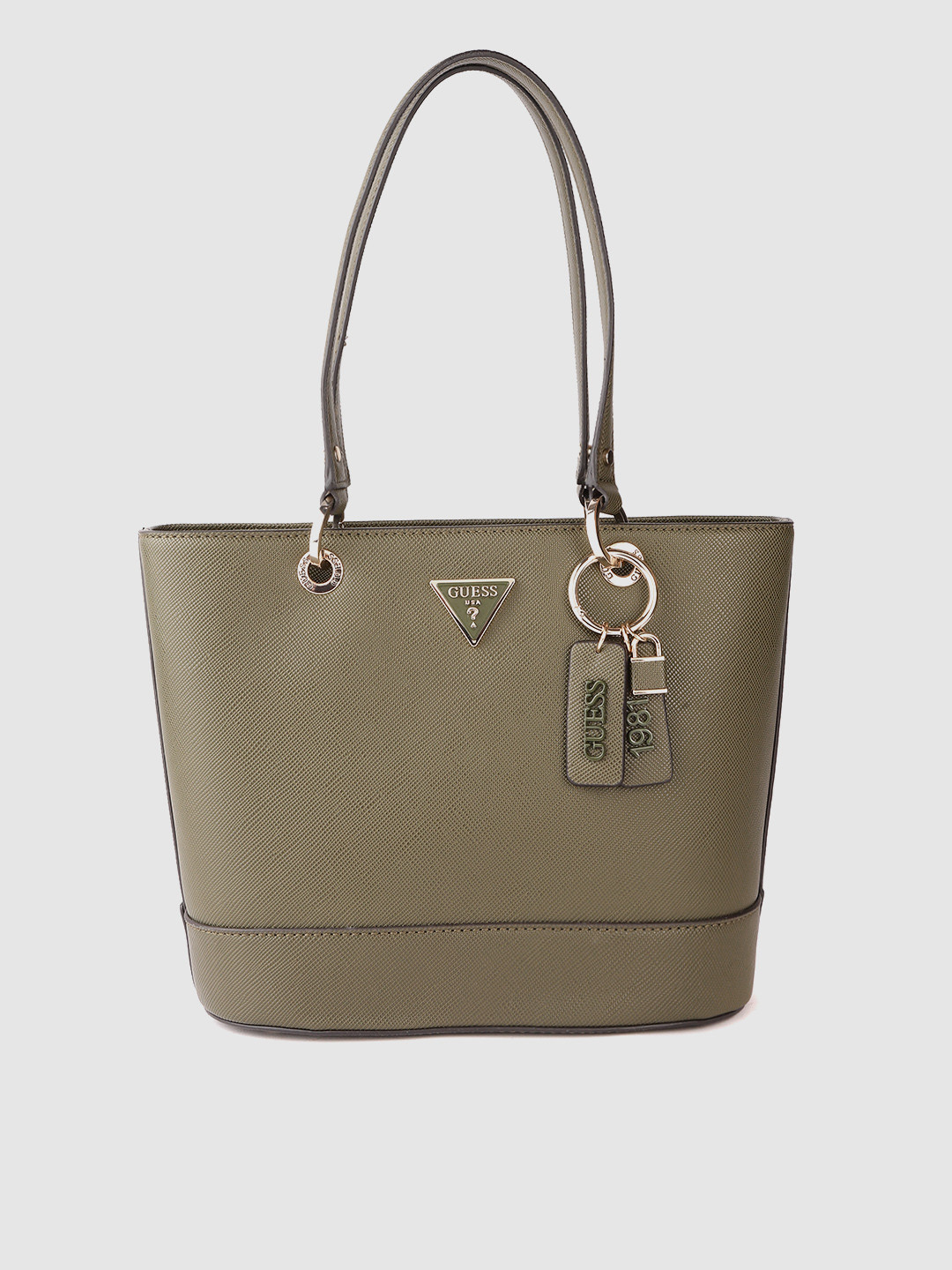 

GUESS Women Olive Green Solid Structured Shoulder Bag