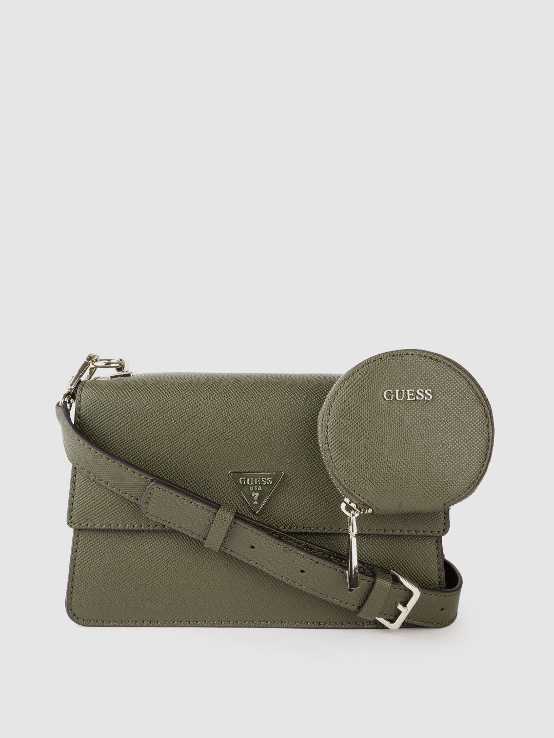 

GUESS Women Olive Solid Structured Sling Bag