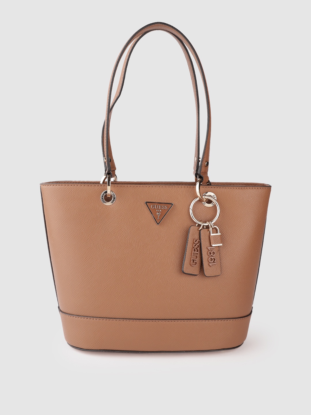 

GUESS Women Brown Solid Structured Shoulder Bag