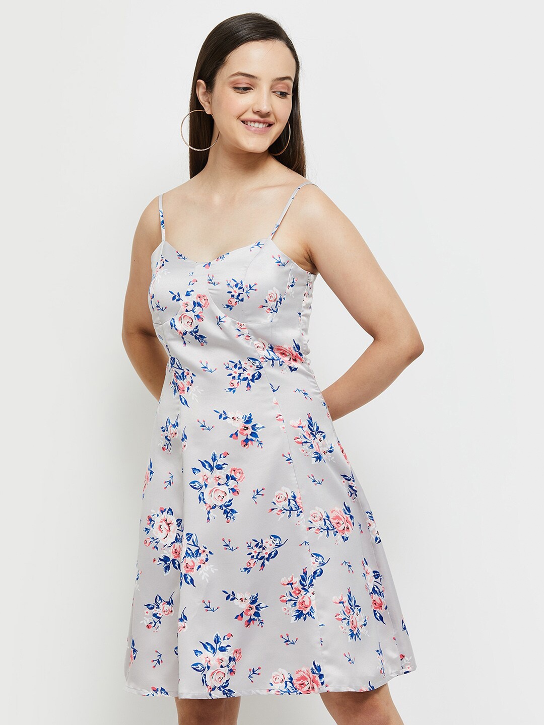

max Grey & Blue Floral Dress