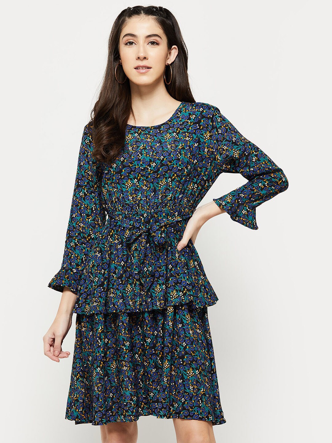 

max Black & Blue Floral Dress