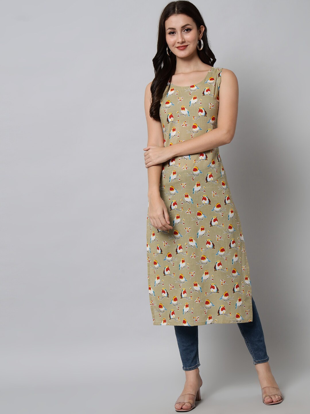 

KALINI Women Beige Printed Kurta