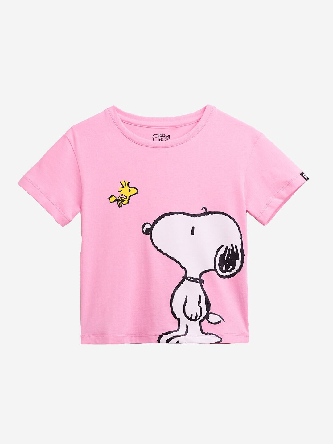 

The Souled Store Girls Pink Printed Oversized Cotton T-shirt