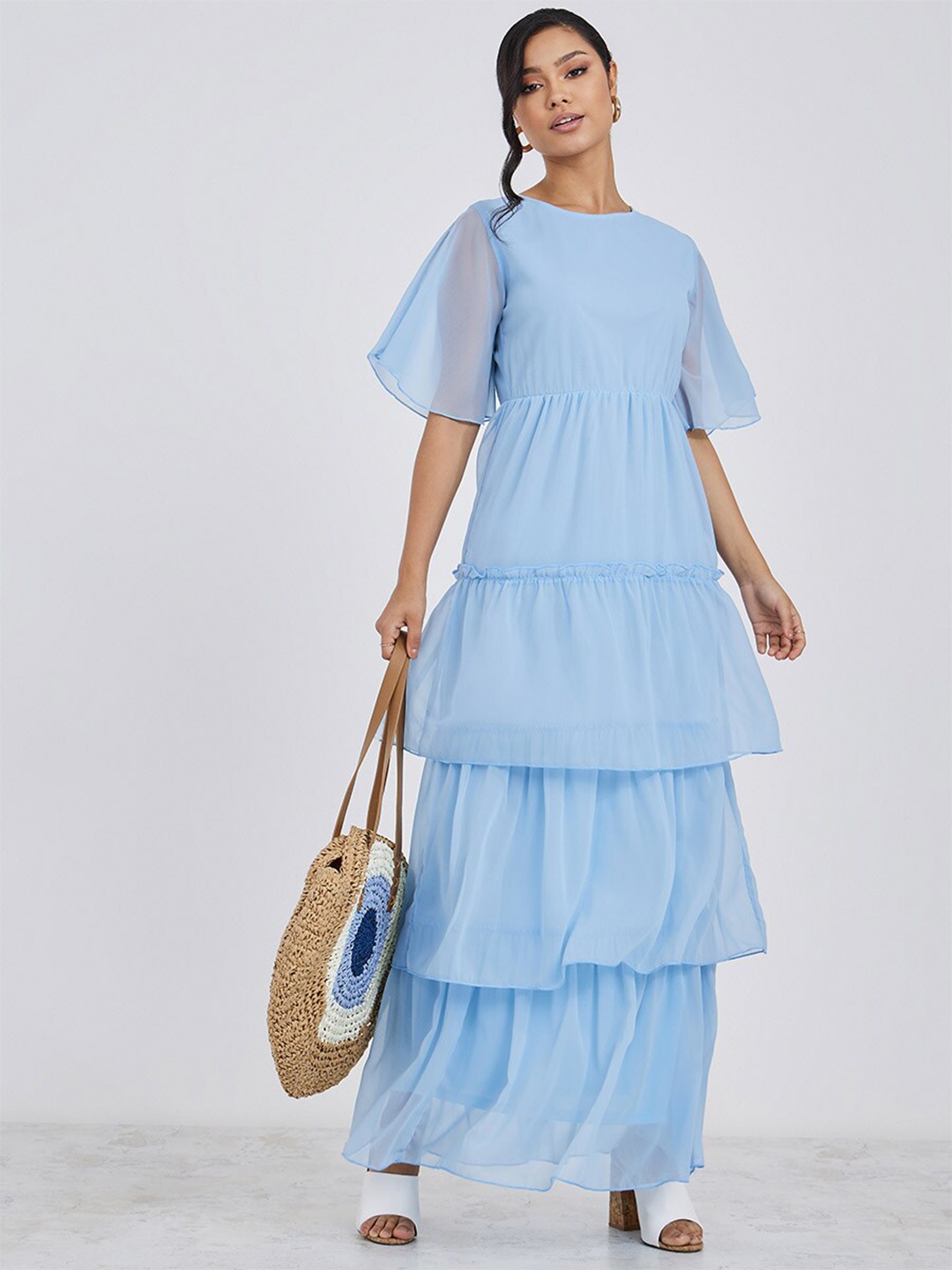 

Styli Women Blue Solid Layered Dress