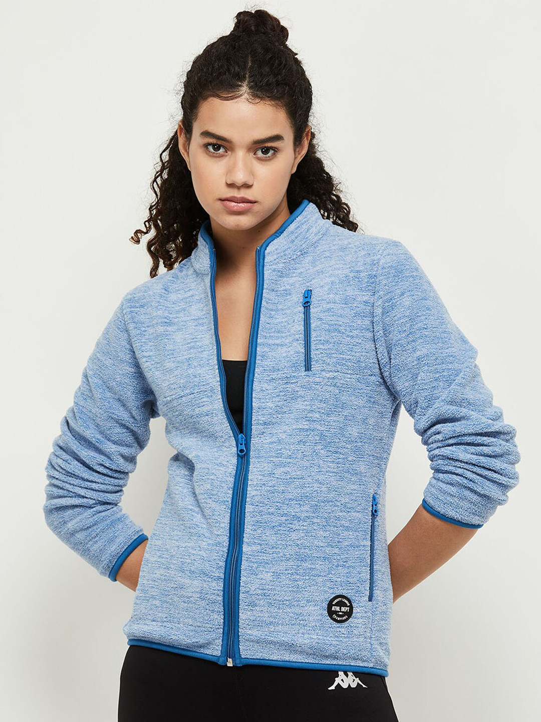 

max Women Blue Front-Open Sweatshirt