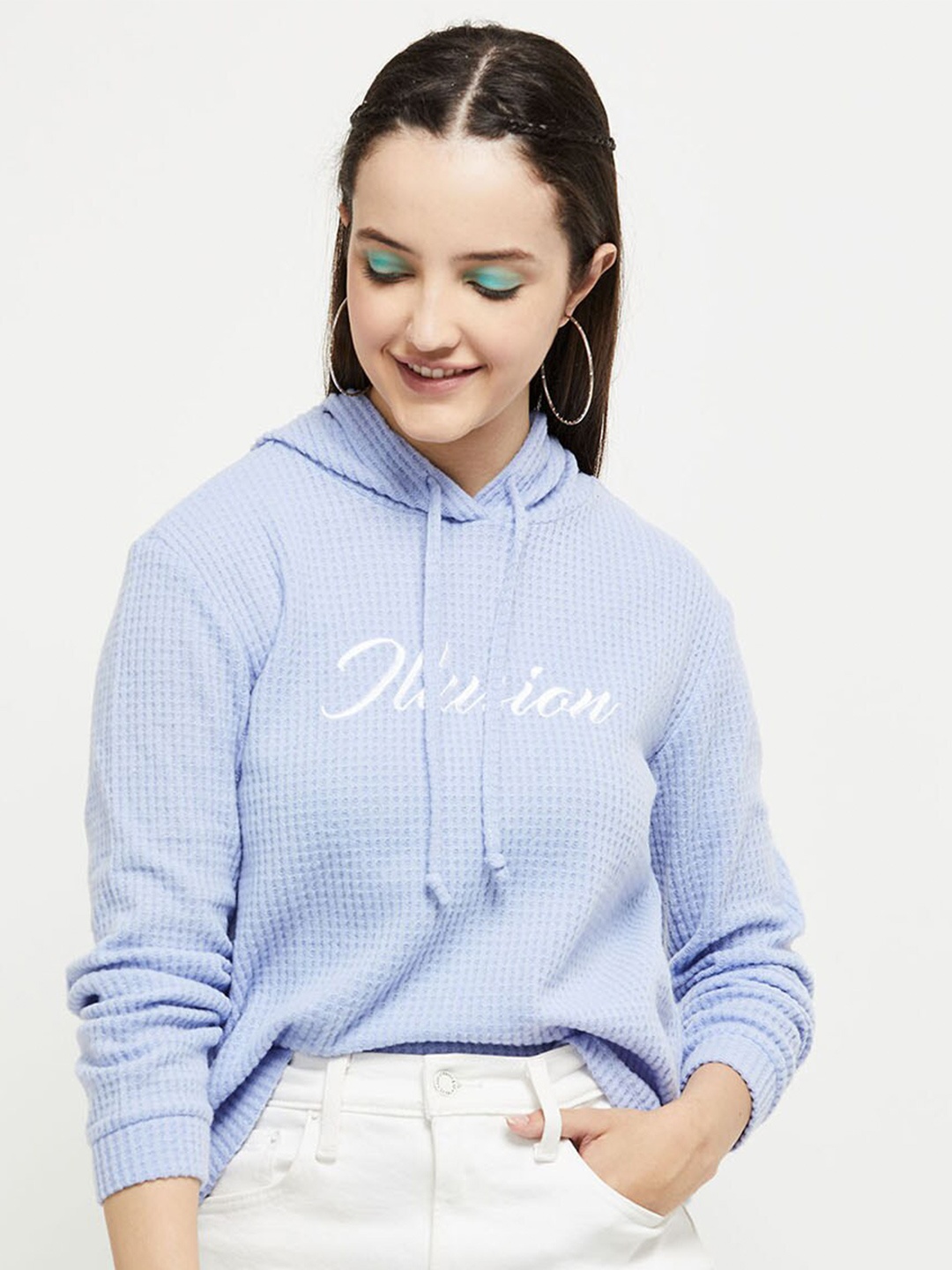 

max Women Blue Printed Sweatshirt