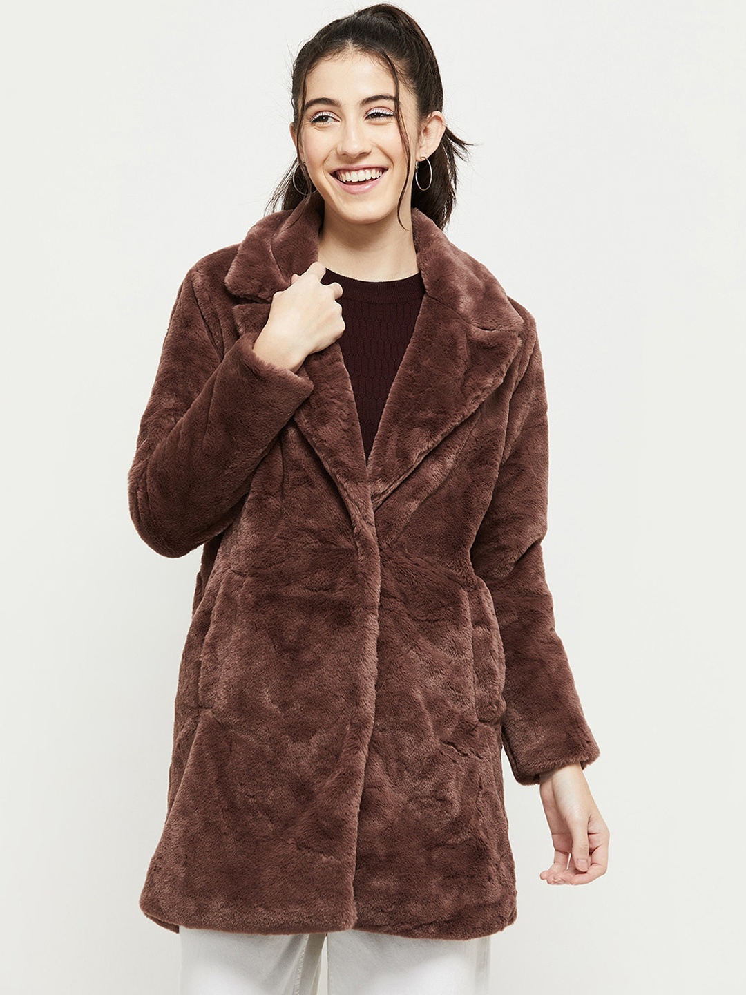 

max Women Brown Longline Tailored Jacket